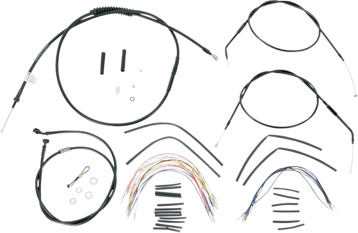 Complete Black Vinyl Handlebar Cable/Line Kit for Ape Hangers