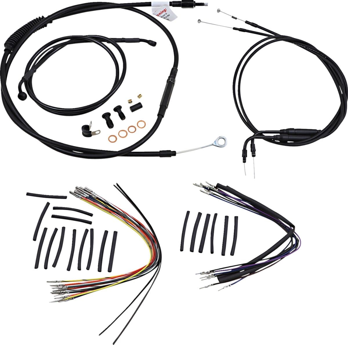 Complete Black Vinyl Handlebar Cable/Line Kit for Ape Hangers