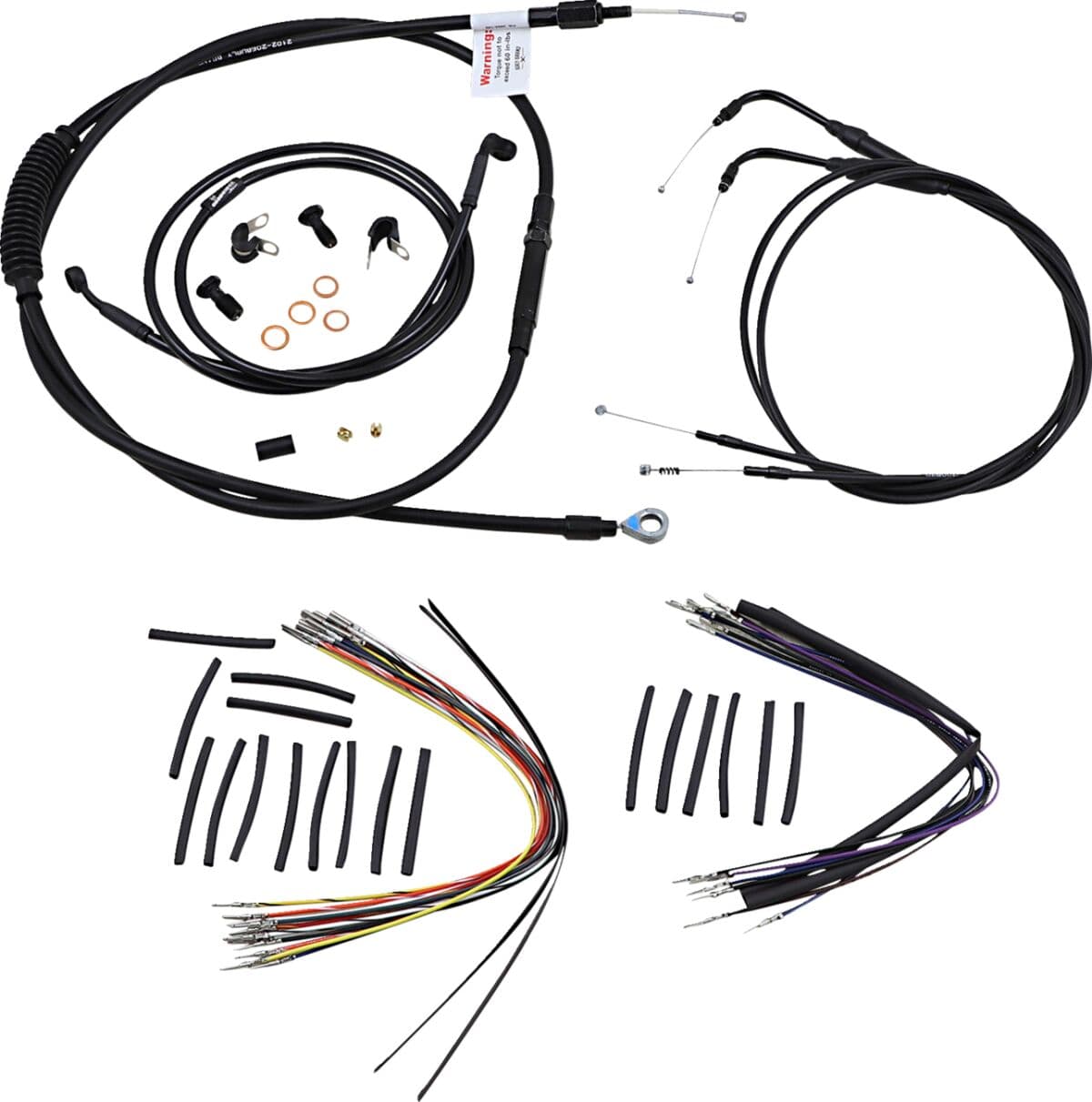 Complete Black Vinyl Handlebar Cable/Line Kit for Ape Hangers