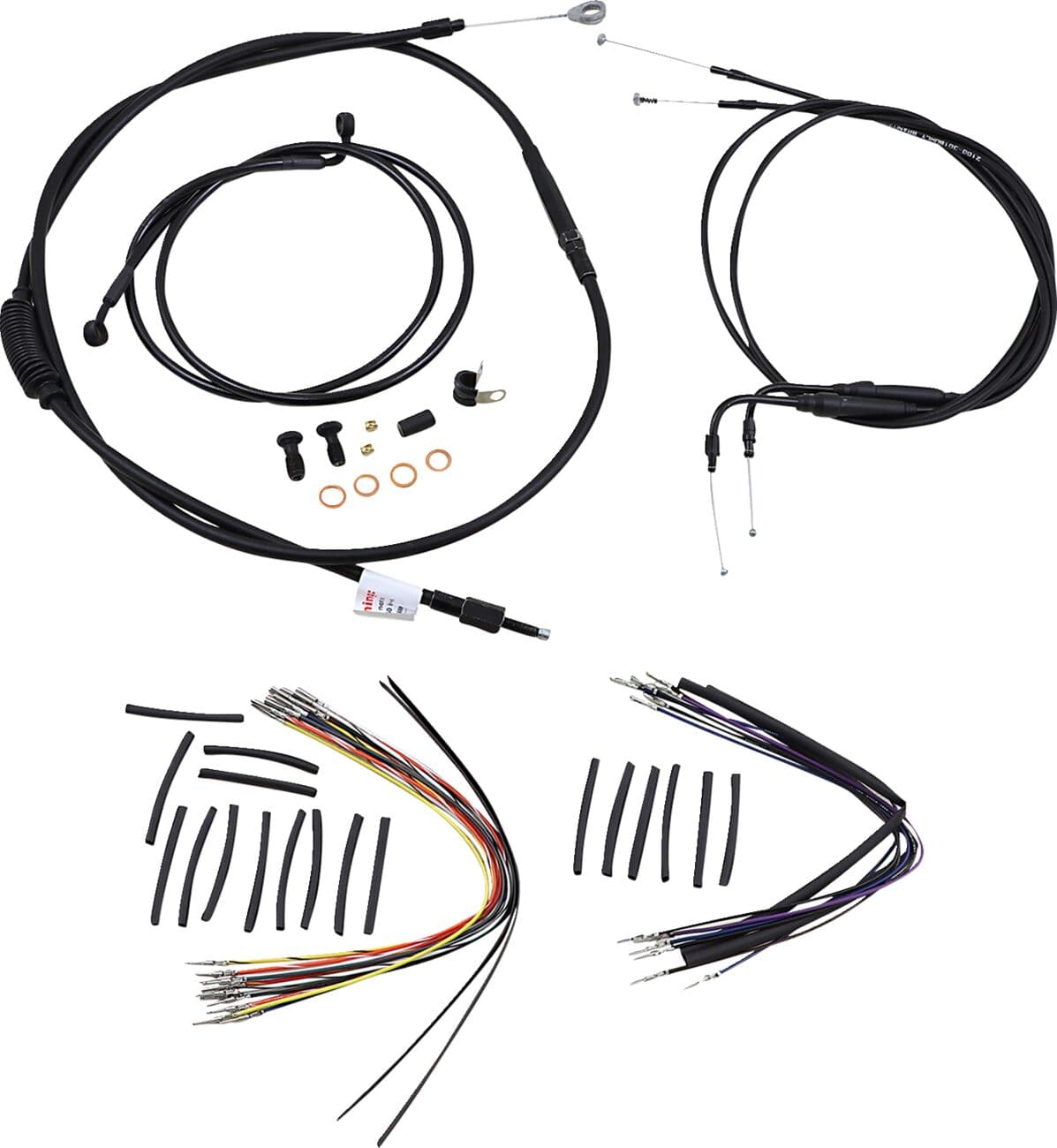 Complete Black Vinyl Handlebar Cable/Line Kit for Ape Hangers