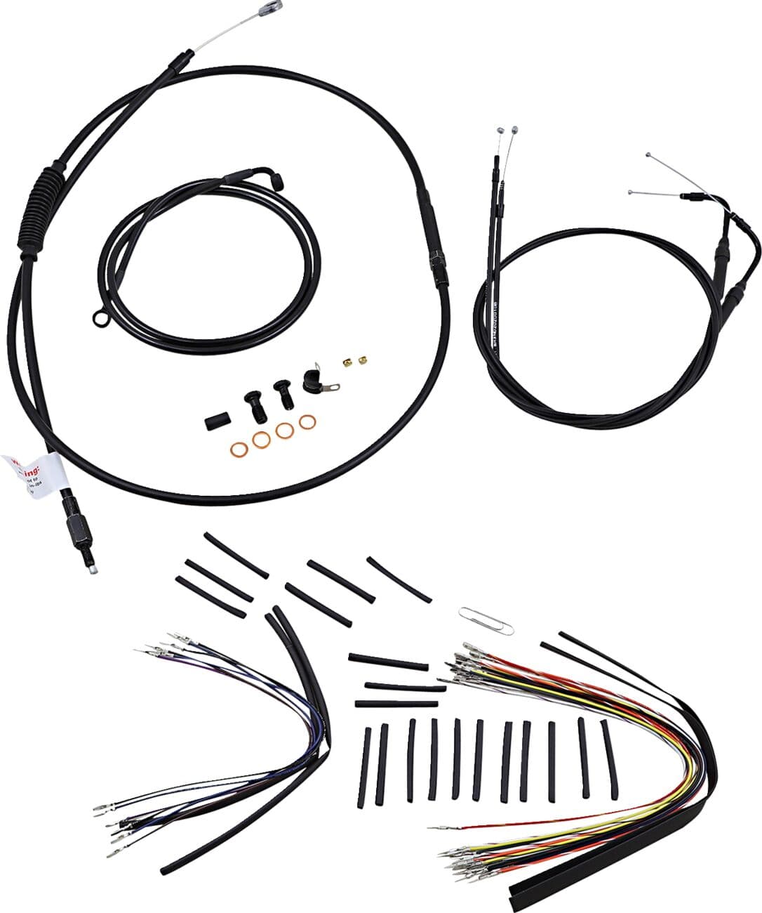 Complete Black Vinyl Handlebar Cable/Line Kit for Ape Hangers