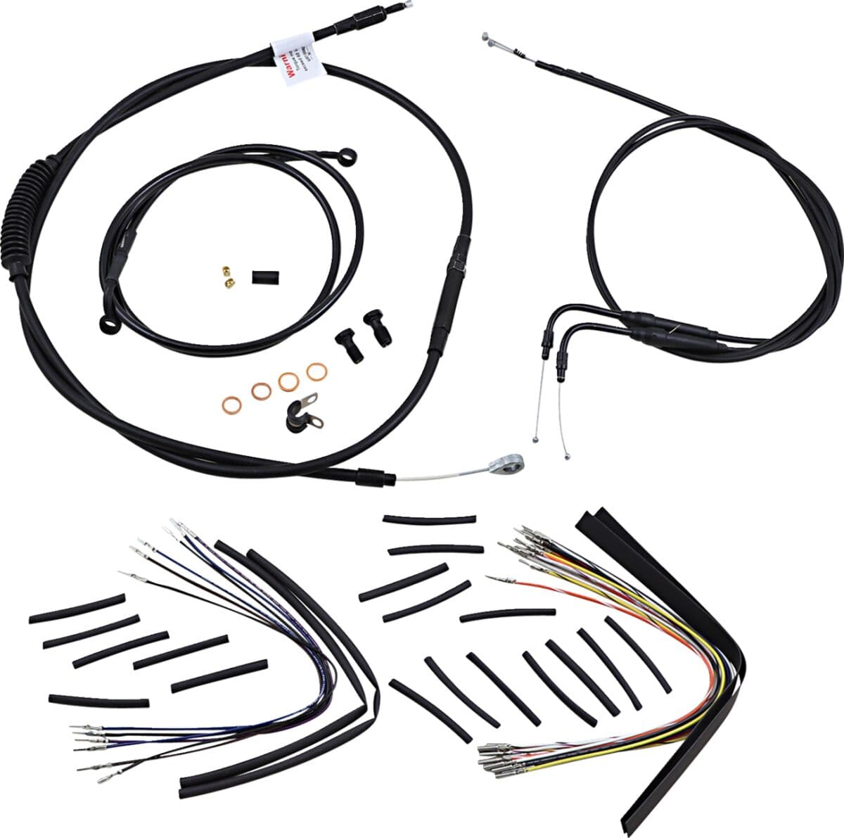 Complete Black Vinyl Handlebar Cable/Line Kit for Ape Hangers