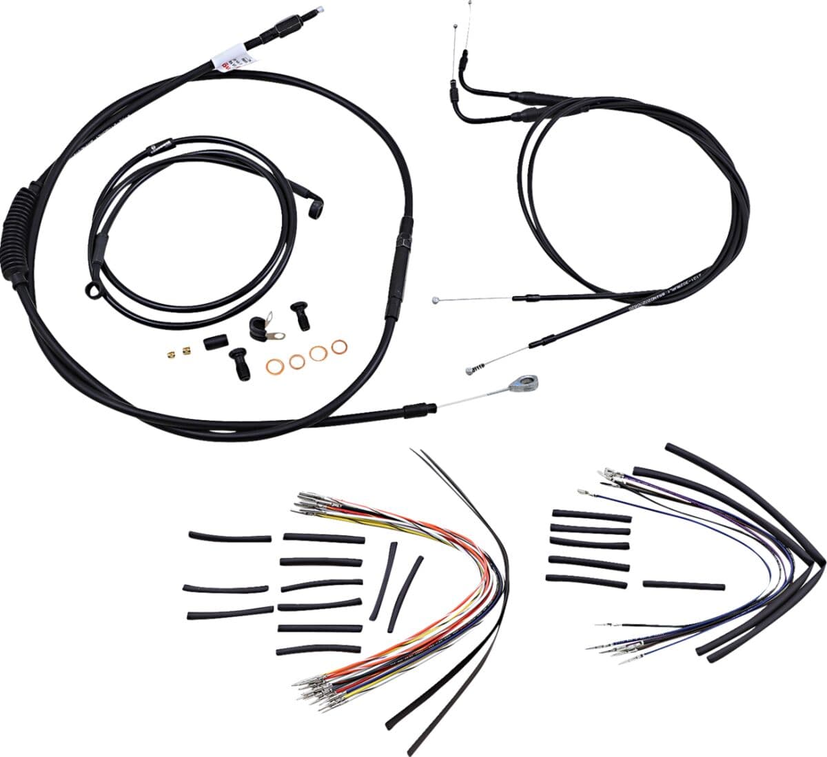 Complete Black Vinyl Handlebar Cable/Line Kit for Ape Hangers