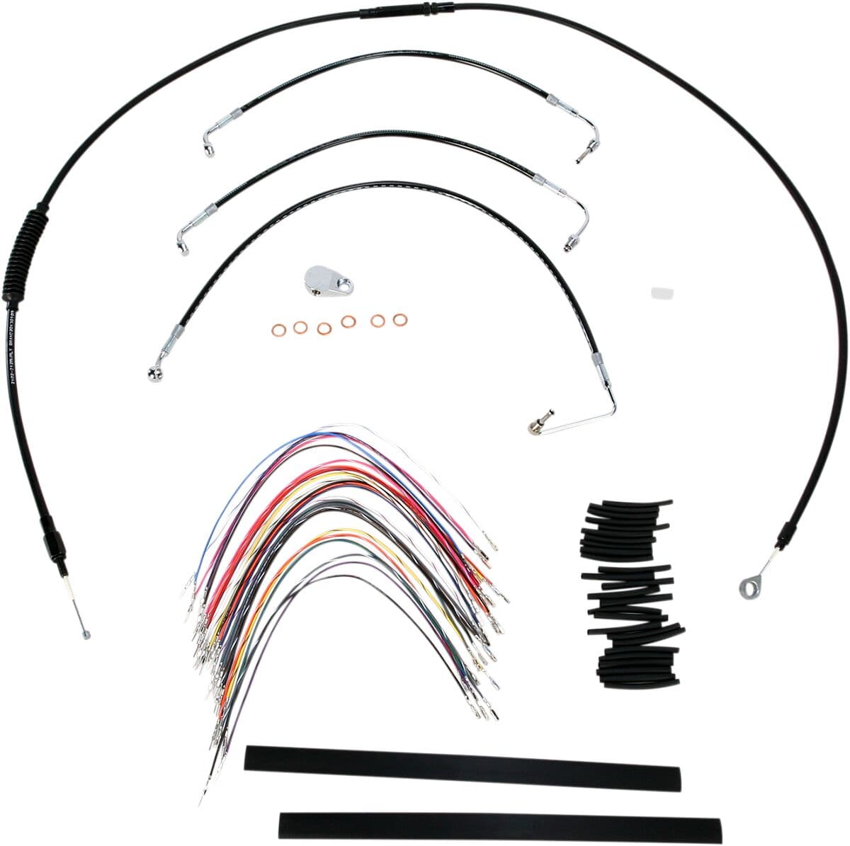 Complete Black Vinyl Handlebar Cable/Line Kit for Ape Hangers