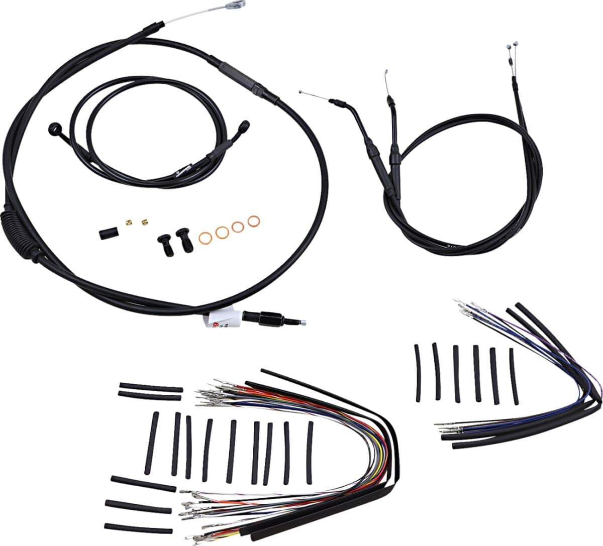 Complete Black Vinyl Handlebar Cable/Line Kit for Ape Hangers