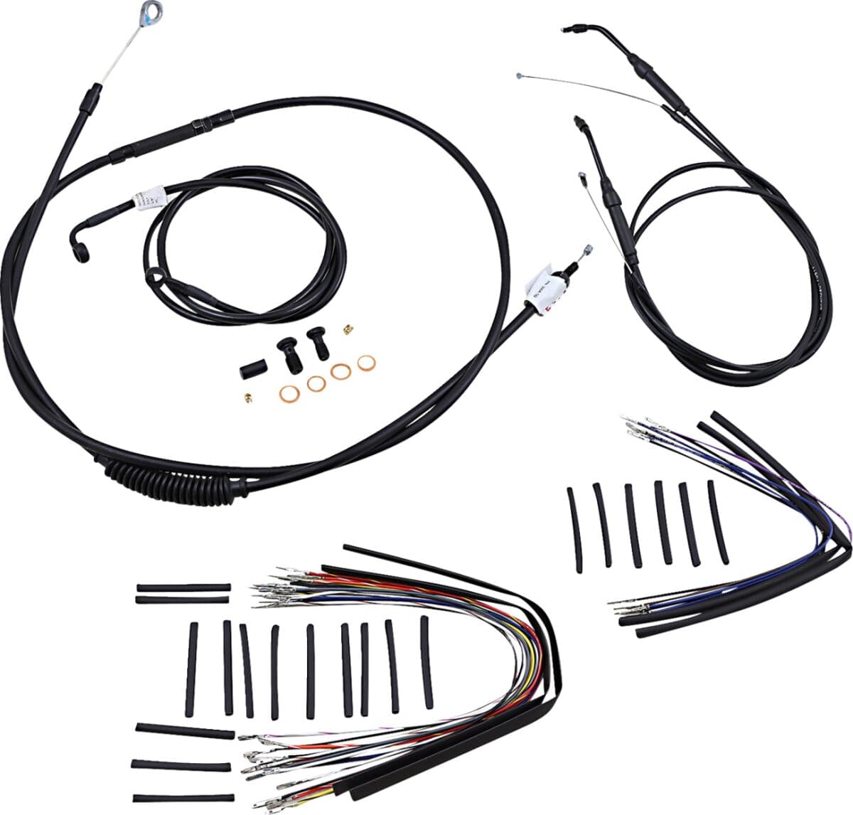 Complete Black Vinyl Handlebar Cable/Line Kit for Ape Hangers