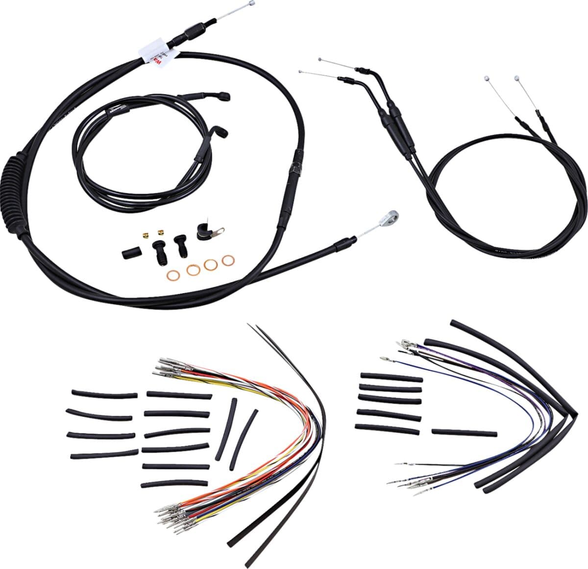 Complete Black Vinyl Handlebar Cable/Line Kit for Ape Hangers