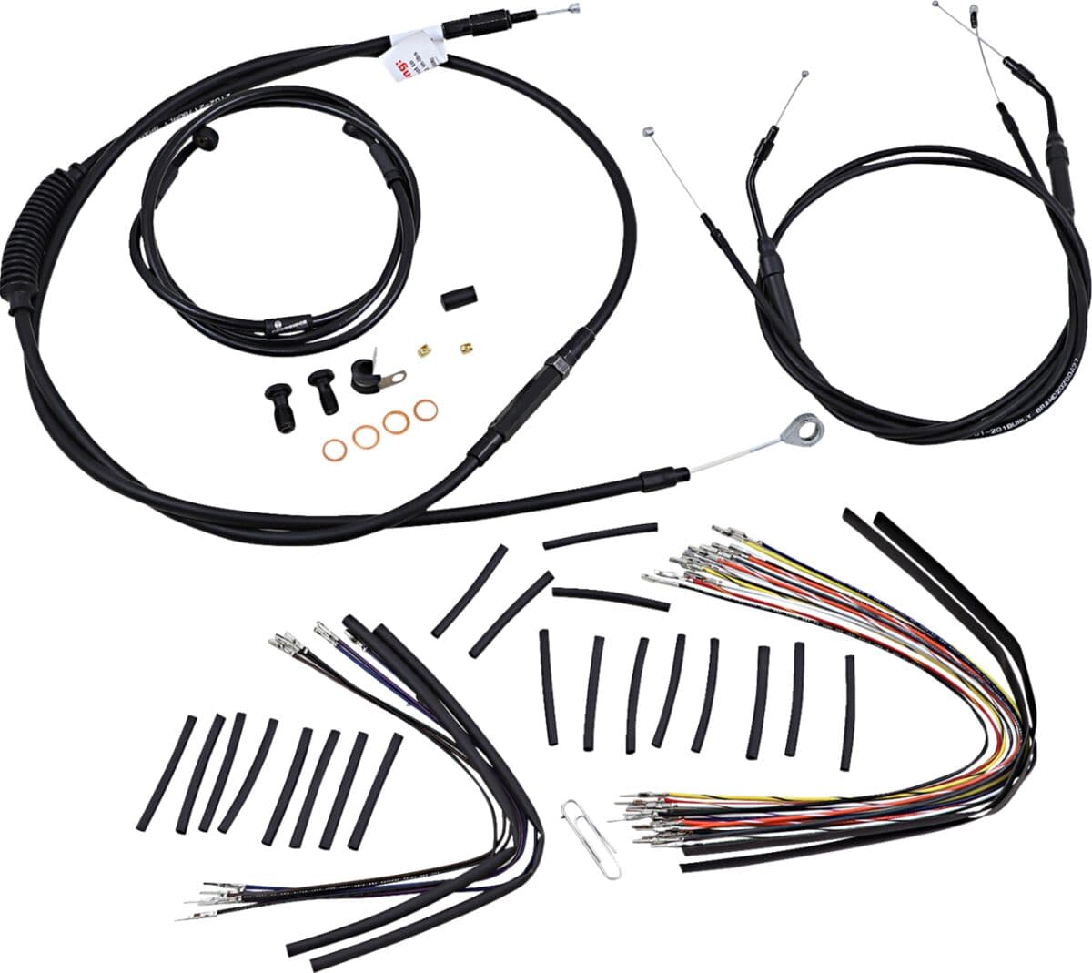 Complete Black Vinyl Handlebar Cable/Line Kit for Ape Hangers