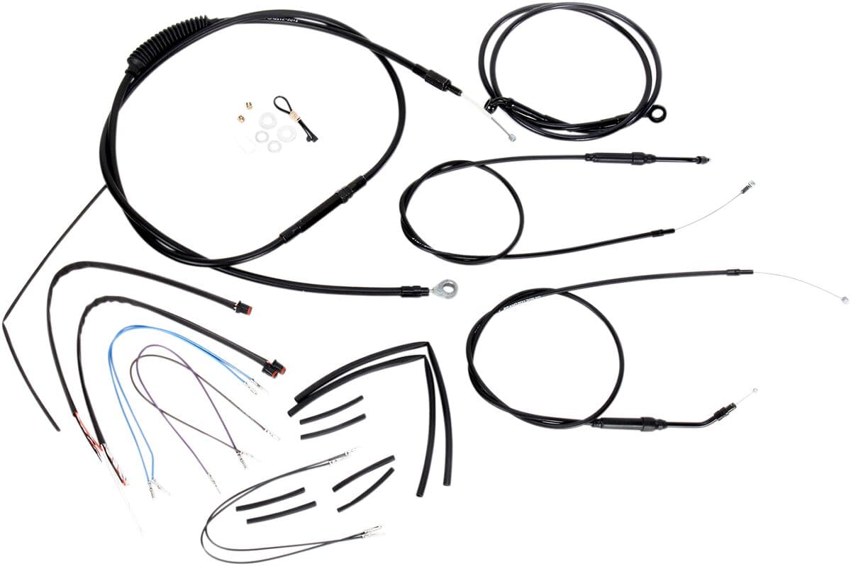 Complete Black Vinyl Handlebar Cable/Line Kit for Ape Hangers