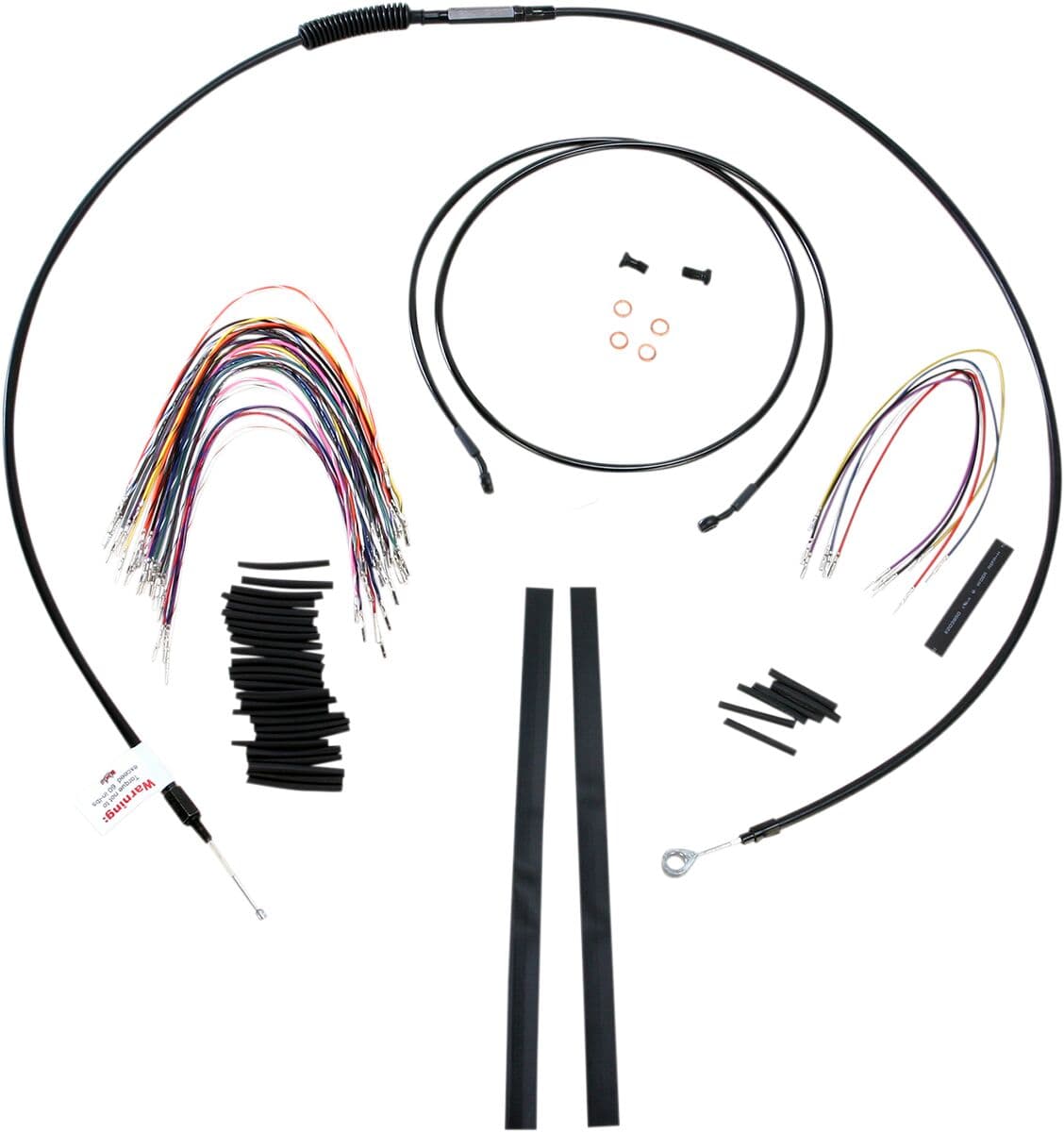 Complete Black Vinyl Handlebar Cable/Line Kit for Ape Hangers