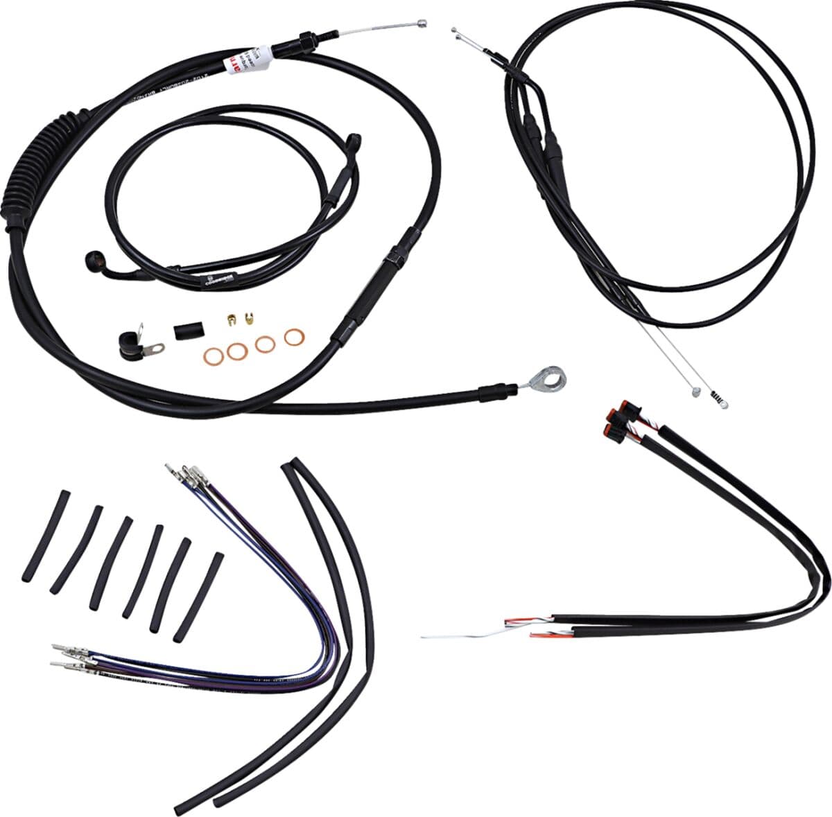 Complete Black Vinyl Handlebar Cable/Line Kit for Ape Hangers
