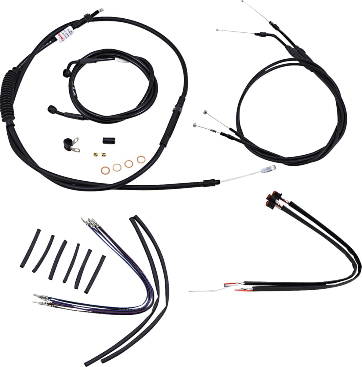 Complete Black Vinyl Handlebar Cable/Line Kit for Ape Hangers