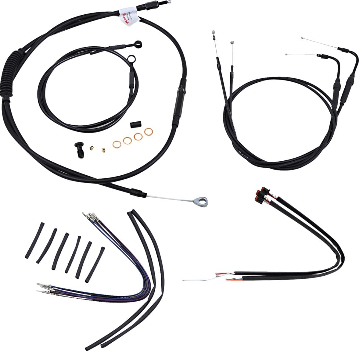 Complete Black Vinyl Handlebar Cable/Line Kit for Ape Hangers