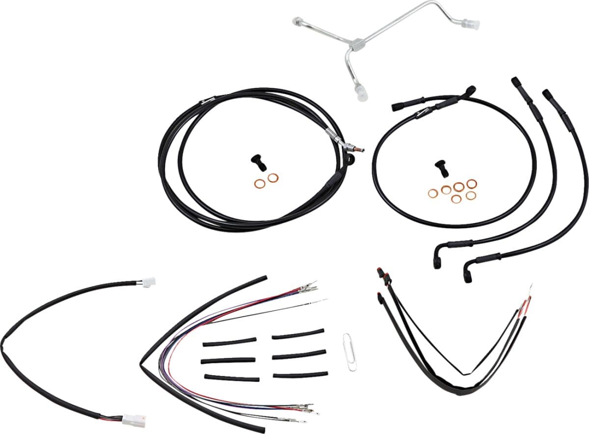 Complete Black Vinyl Handlebar Cable/Line Kit for Ape Hangers
