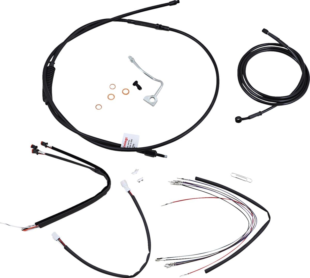Complete Black Vinyl Handlebar Cable/Line Kit for Ape Hangers