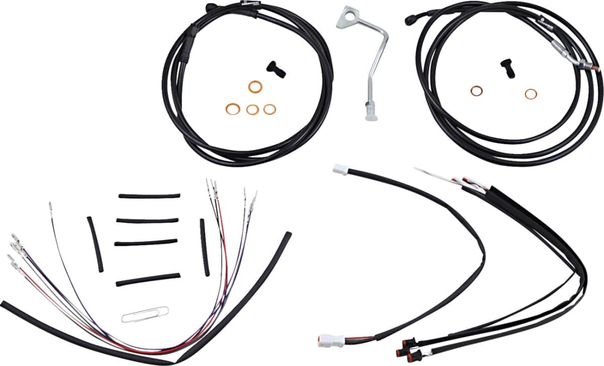 Complete Black Vinyl Handlebar Cable/Line Kit for Ape Hangers