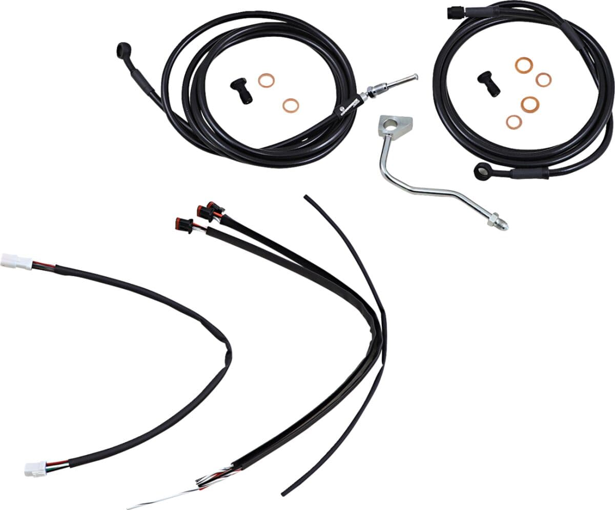 Complete Black Vinyl Handlebar Cable/Line Kit for Ape Hangers