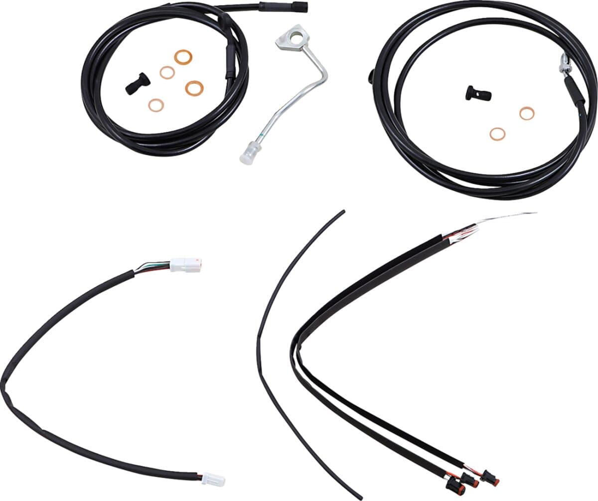Complete Black Vinyl Handlebar Cable/Line Kit for Ape Hangers