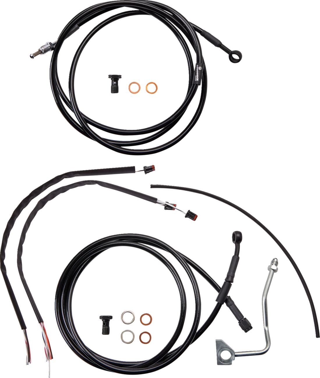Complete Black Vinyl Handlebar Cable/Line Kit for Ape Hangers