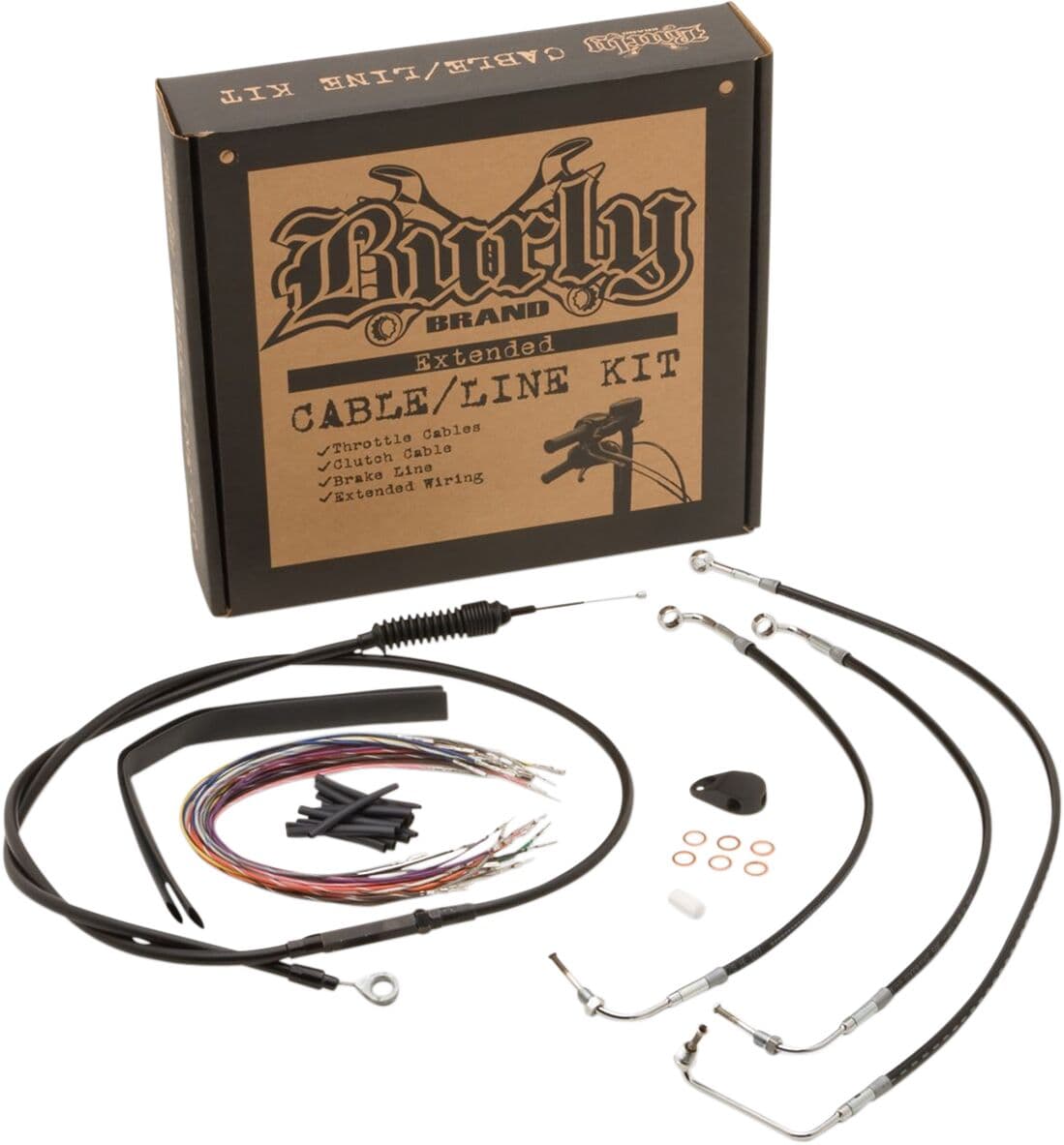 Complete Black Vinyl Handlebar Cable/Line Kit for Ape Hangers