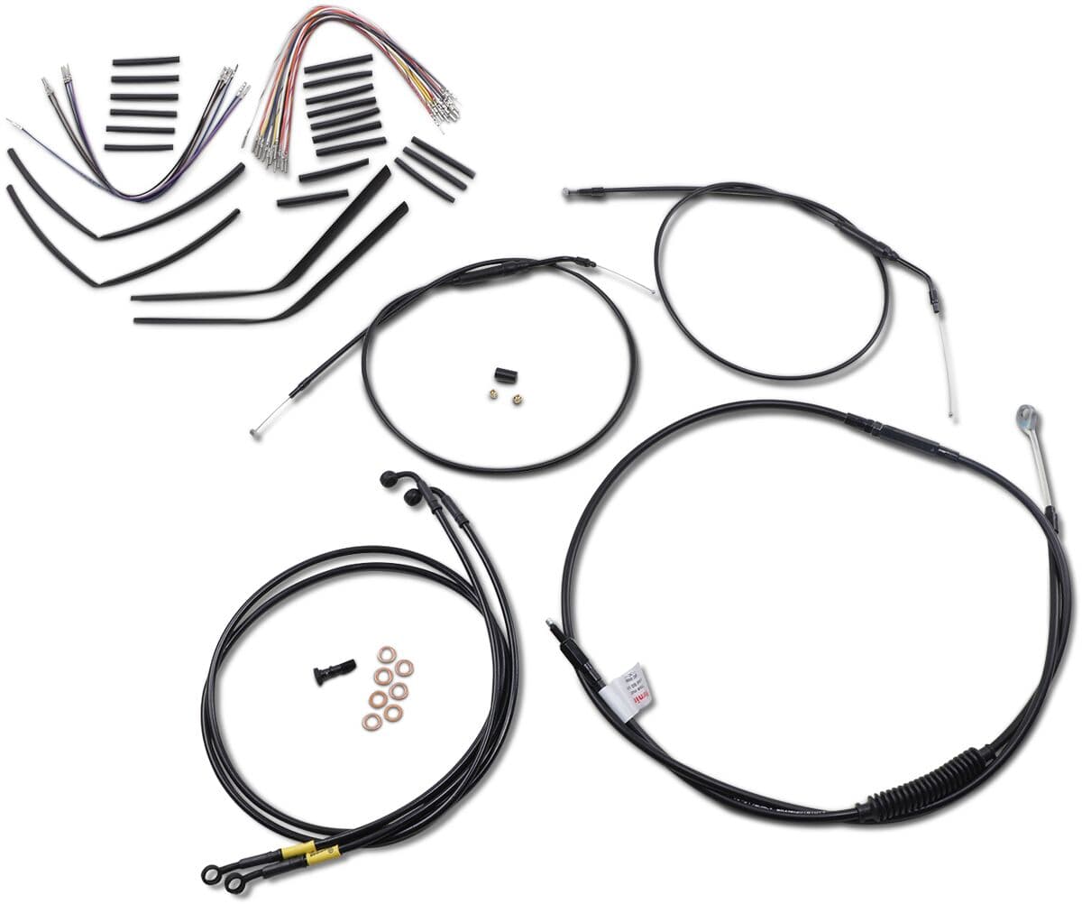 Complete Black Vinyl Handlebar Cable/Line Kit for Ape Hangers