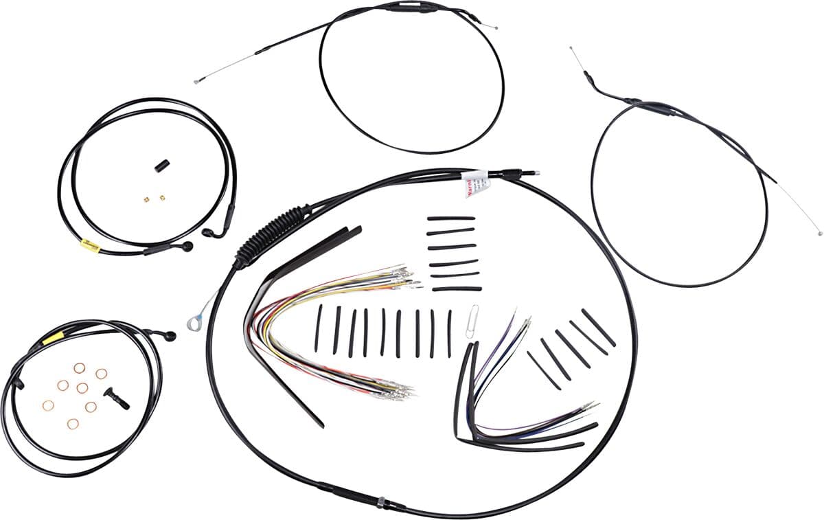 Complete Black Vinyl Handlebar Cable/Line Kit for Ape Hangers