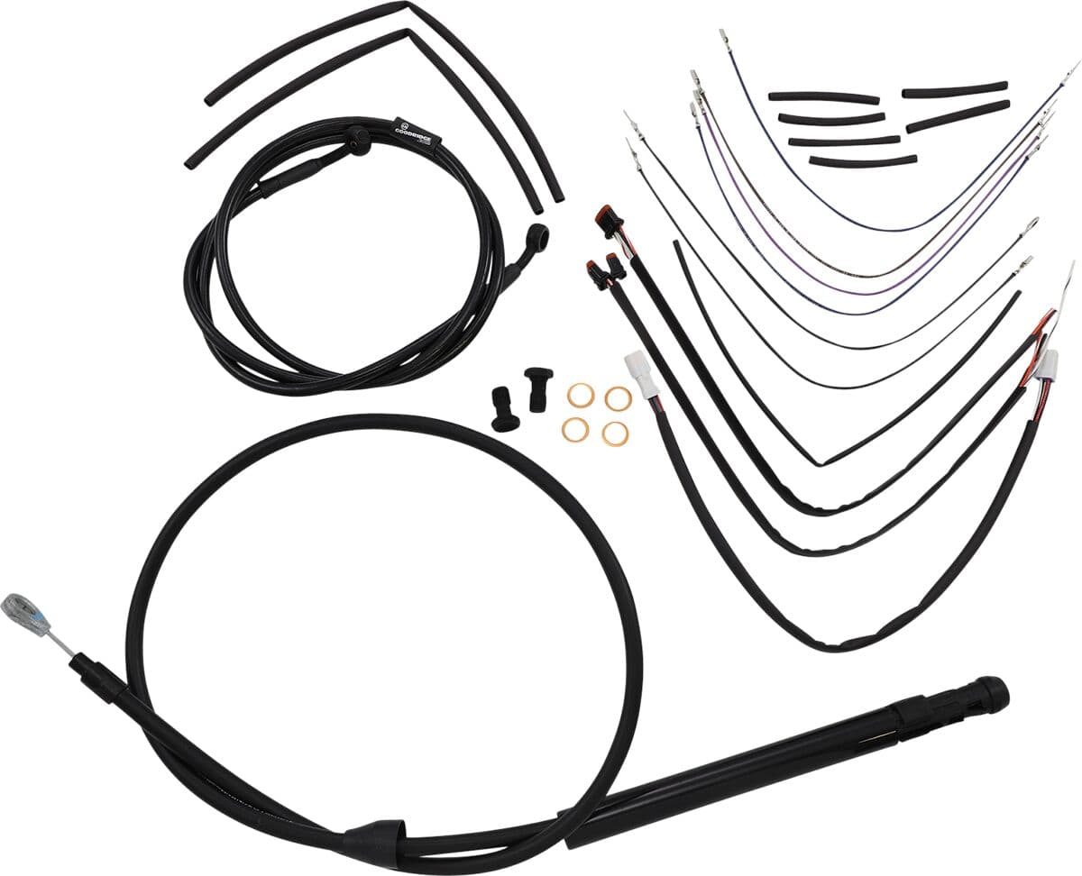 Complete Black Vinyl Handlebar Cable/Line Kit for Ape Hangers