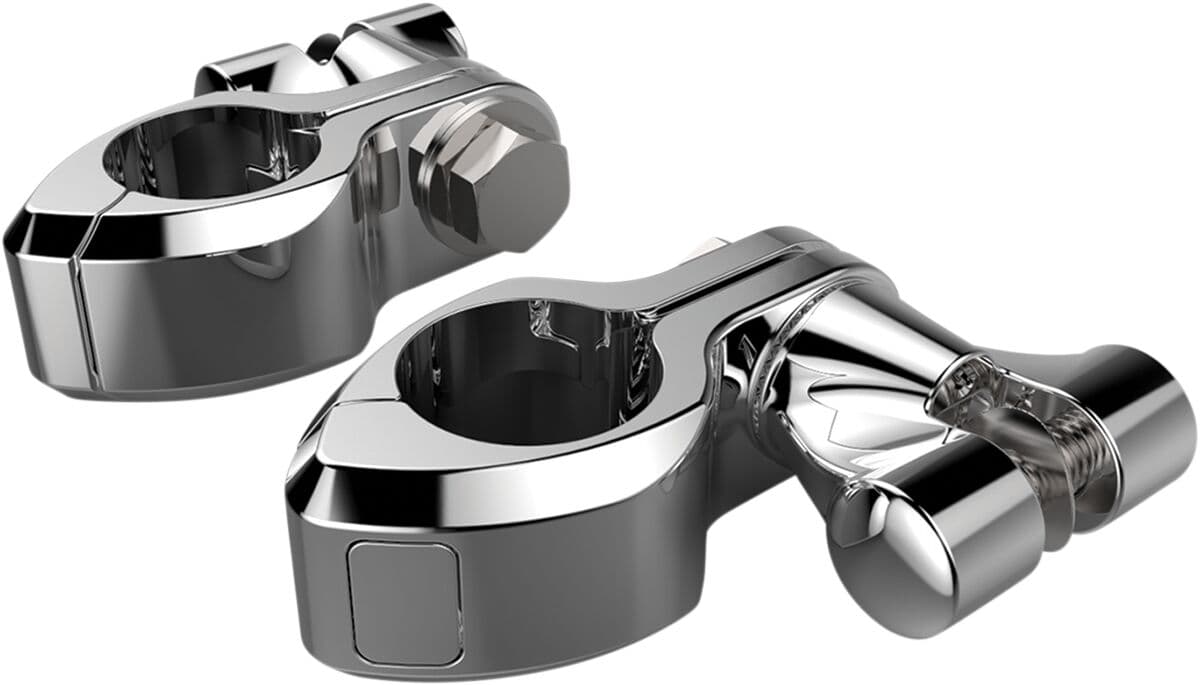Engine Guard Highway Peg Hingeless Mounting Clamp Kit Silver