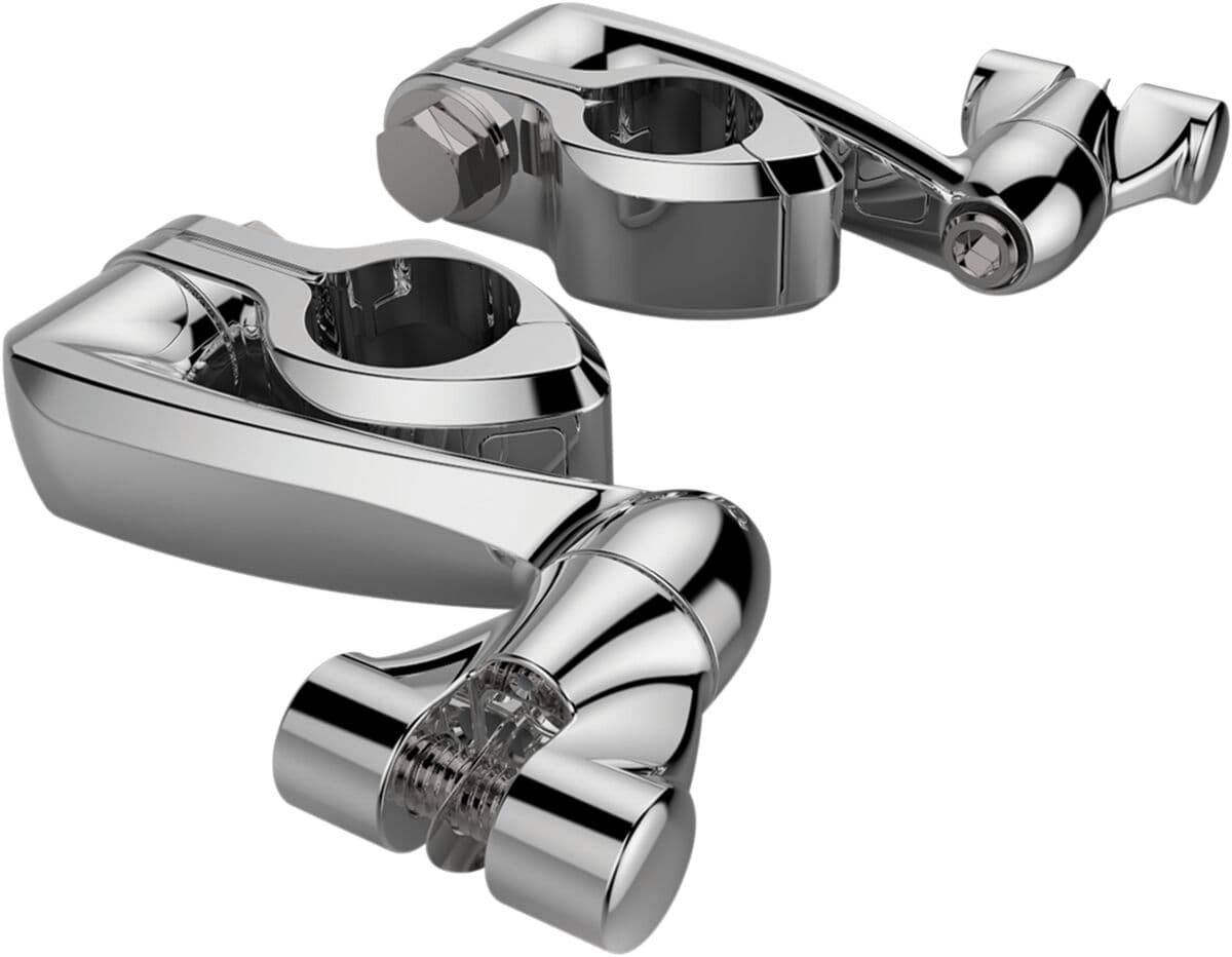 Engine Guard Highway Peg Hingeless Mounting Clamp Kit Silver