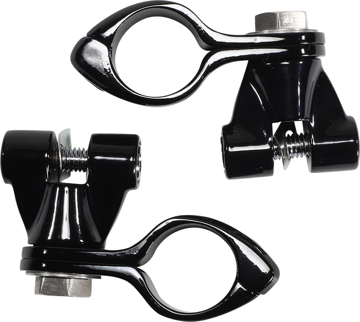 Engine Guard Highway Peg Hingeless Mounting Clamp Kit Black