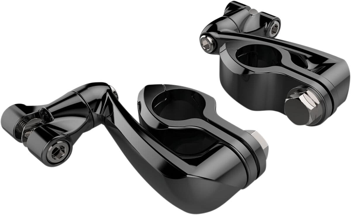 Engine Guard Highway Peg Hingeless Mounting Clamp Kit Black