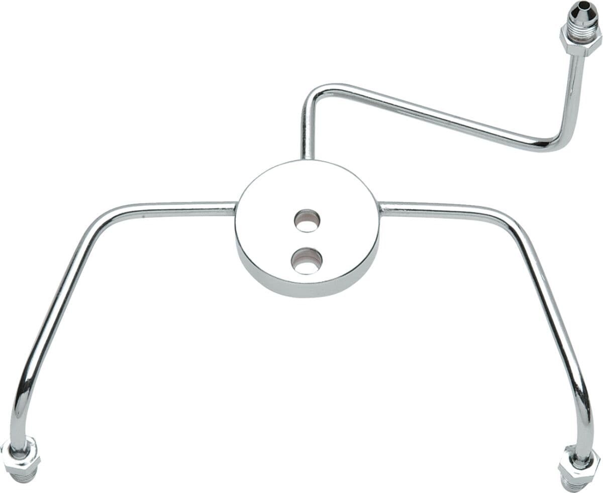 Chrome Steel Front Brake Tee with Fittings for Dual-Disc Applications