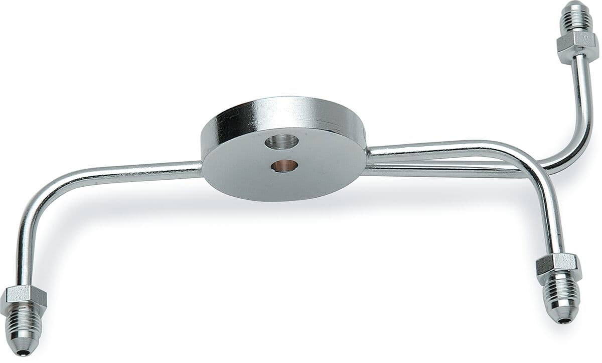 Chrome Steel Front Brake Tee with Fittings for Dual-Disc Applications