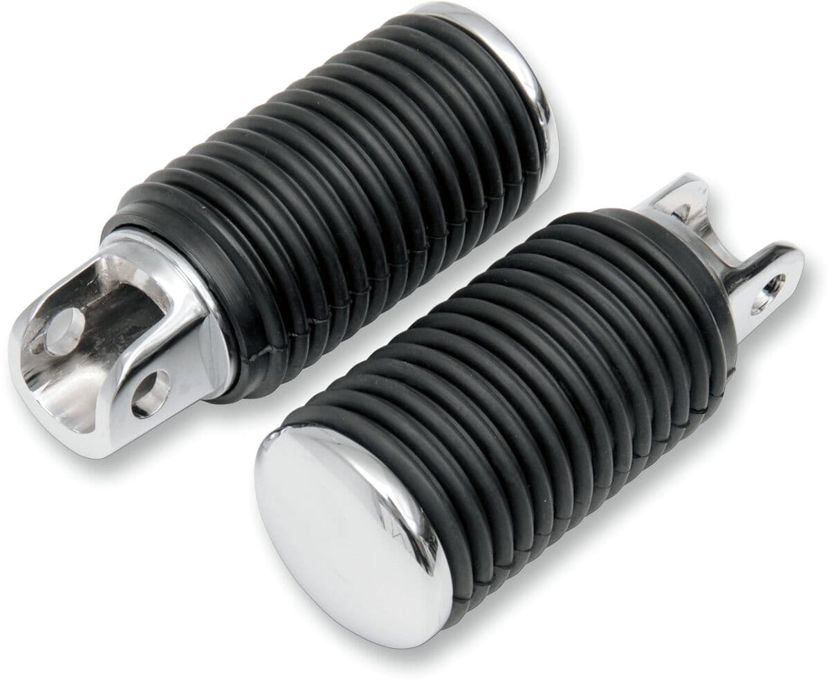 Chrome Foot Pegs with Rubber Sleeves Black
