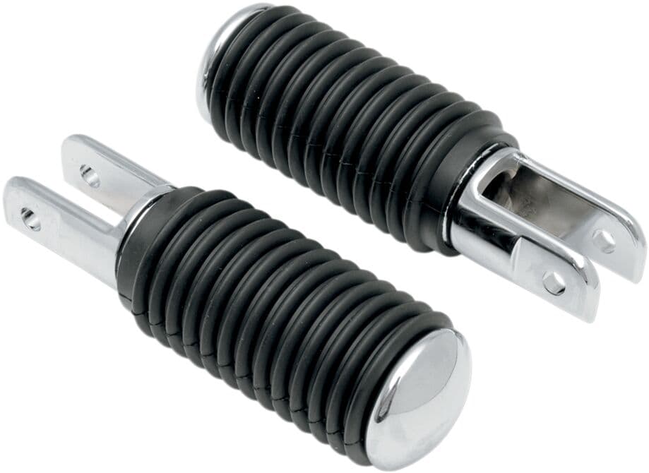 Chrome Foot Pegs with Rubber Sleeves Black