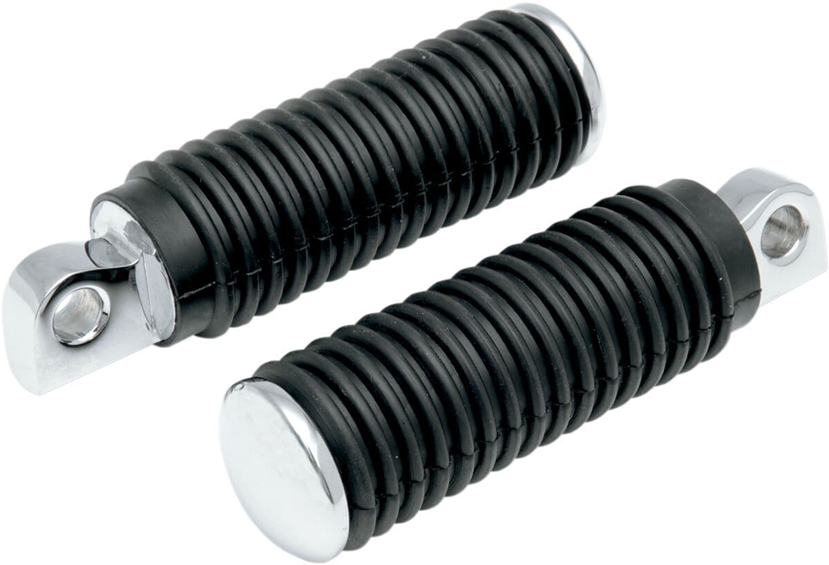 Chrome Foot Pegs with Rubber Sleeves Black