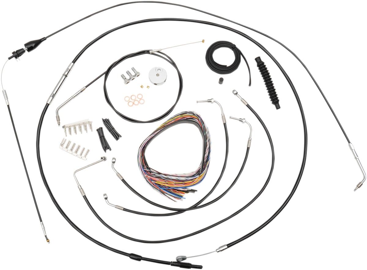 Complete Black Vinyl Braided Handlebar Cable/Brake Line Kit