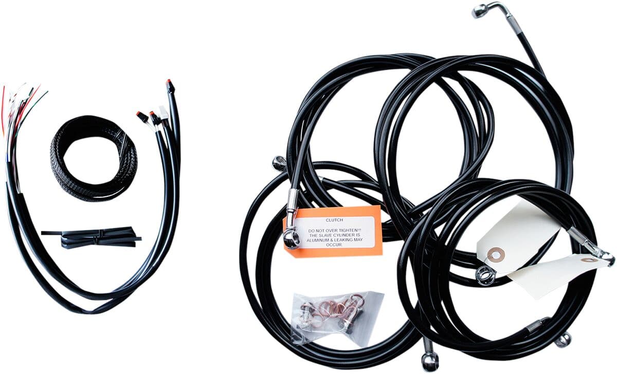 Complete Black Vinyl Braided Handlebar Cable/Brake Line Kit