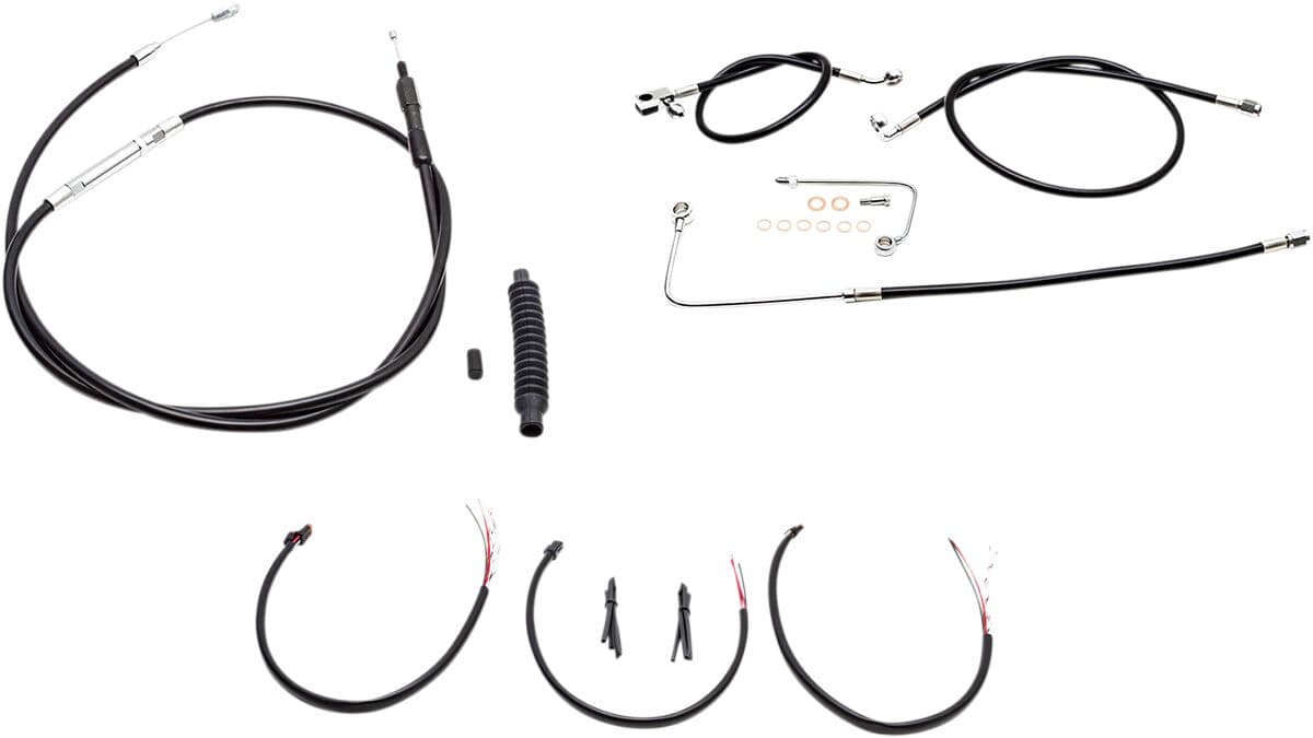 Complete Black Vinyl Braided Handlebar Cable/Brake Line Kit