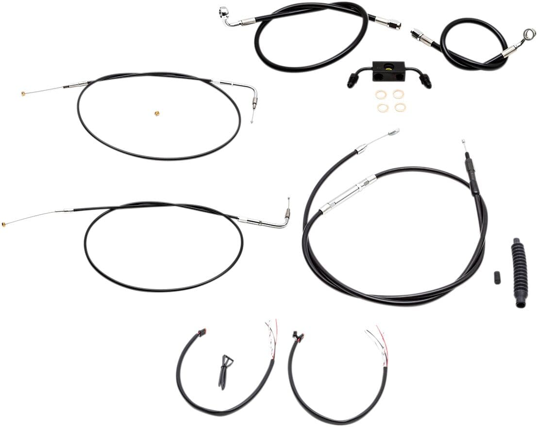 Complete Black Vinyl Braided Handlebar Cable/Brake Line Kit