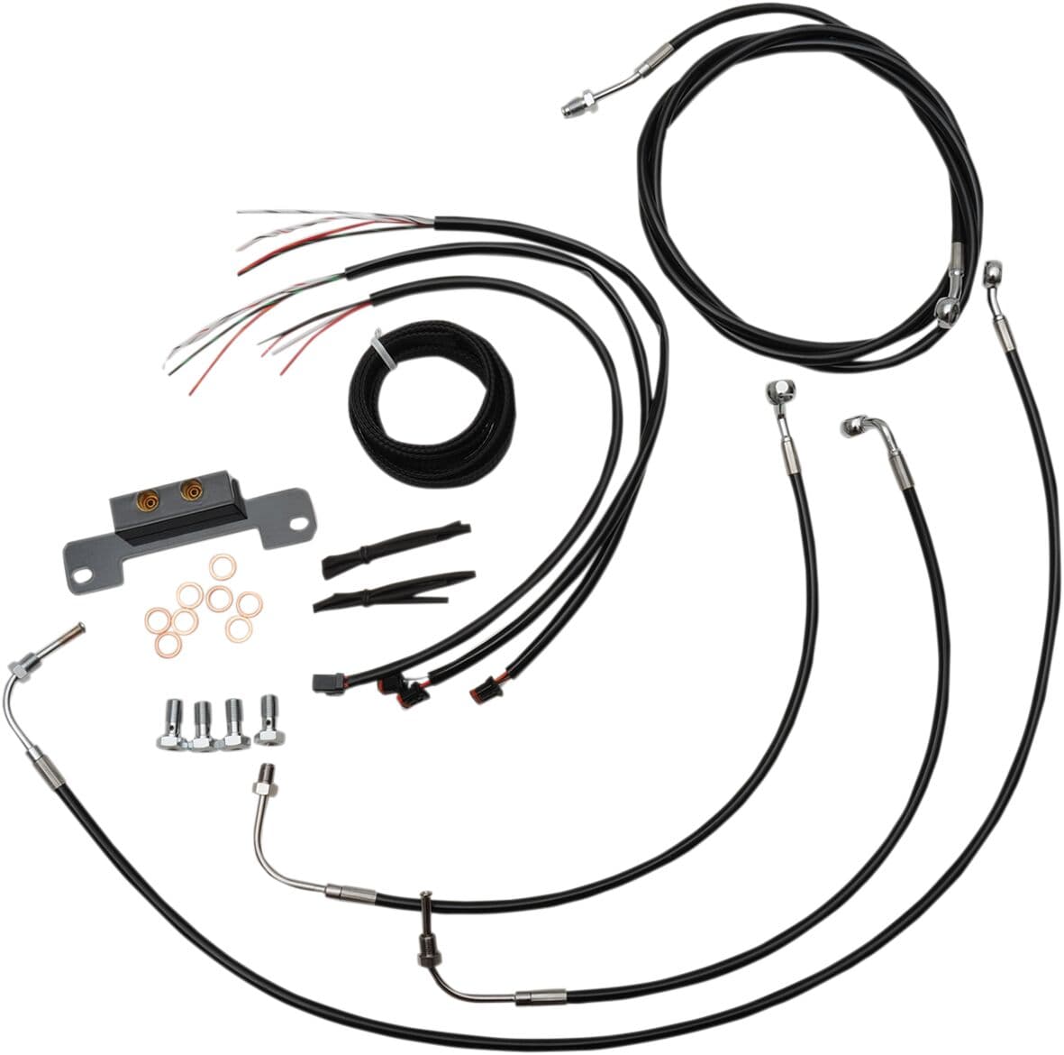 Complete Black Vinyl Braided Handlebar Cable/Brake Line Kit