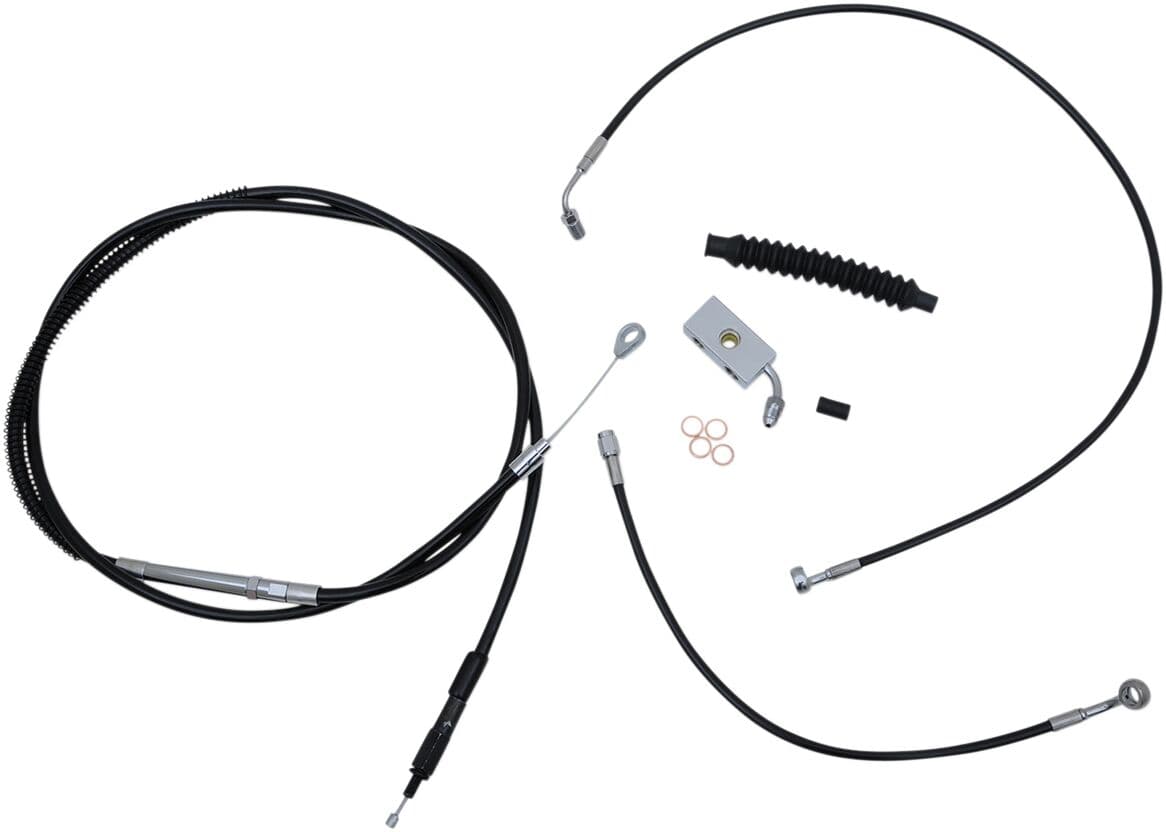 Complete Black Vinyl Braided Handlebar Cable/Brake Line Kit