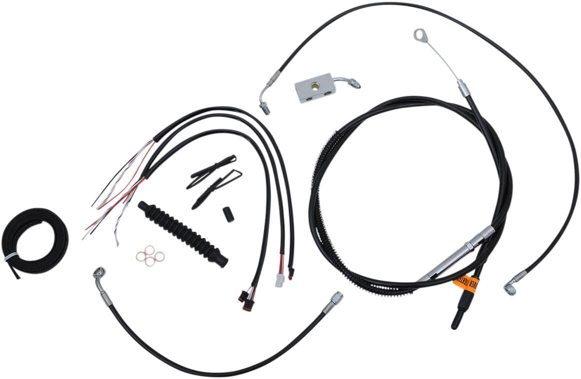 Complete Black Vinyl Braided Handlebar Cable/Brake Line Kit