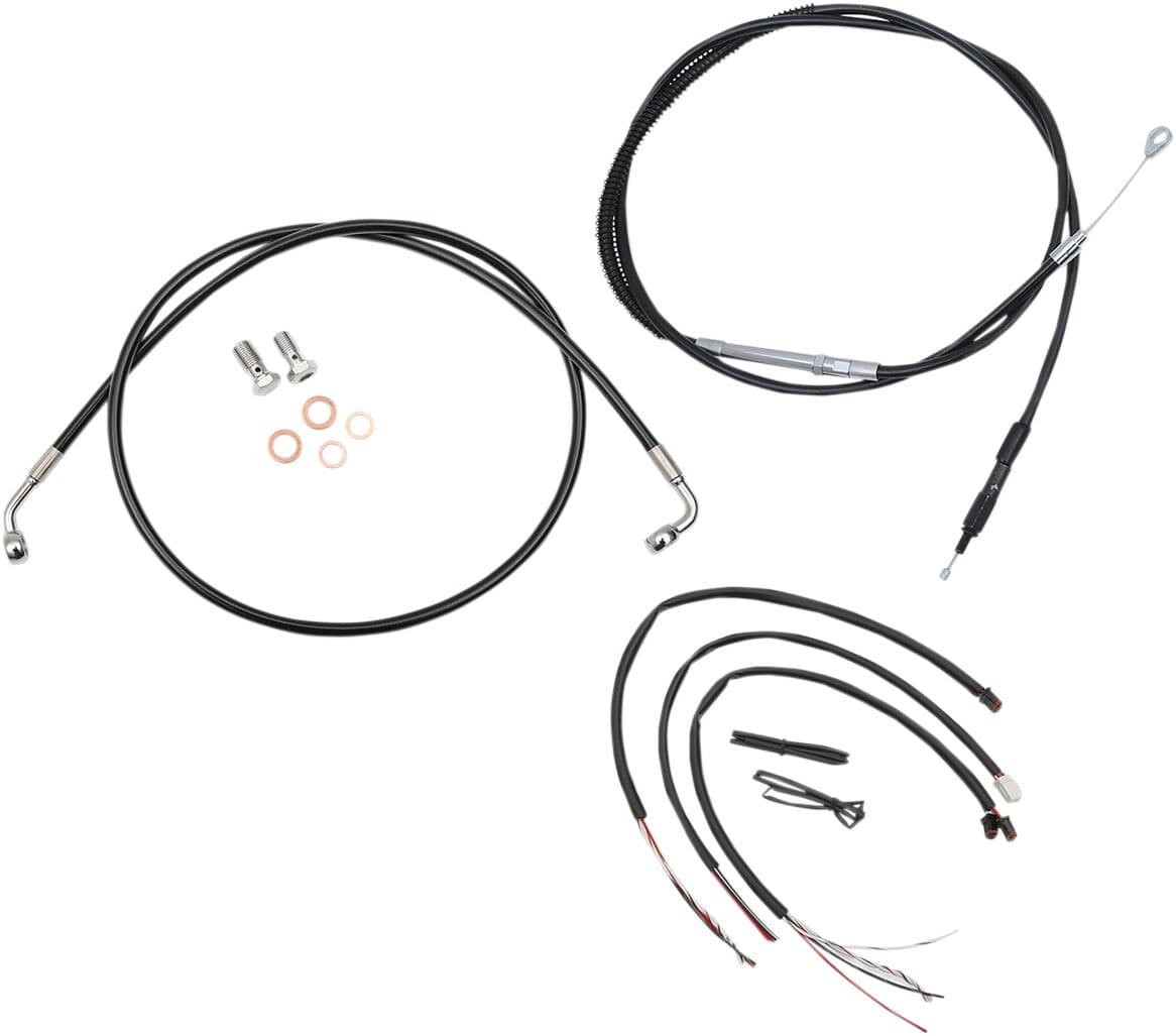 Complete Black Vinyl Braided Handlebar Cable/Brake Line Kit