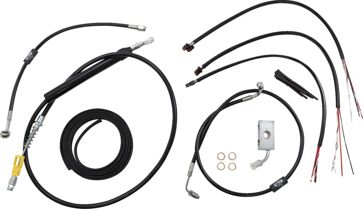 Complete Black Vinyl Braided Handlebar Cable/Brake Line Kit