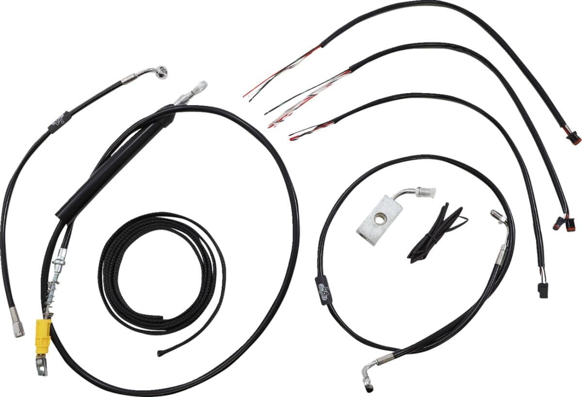 Complete Black Vinyl Braided Handlebar Cable/Brake Line Kit