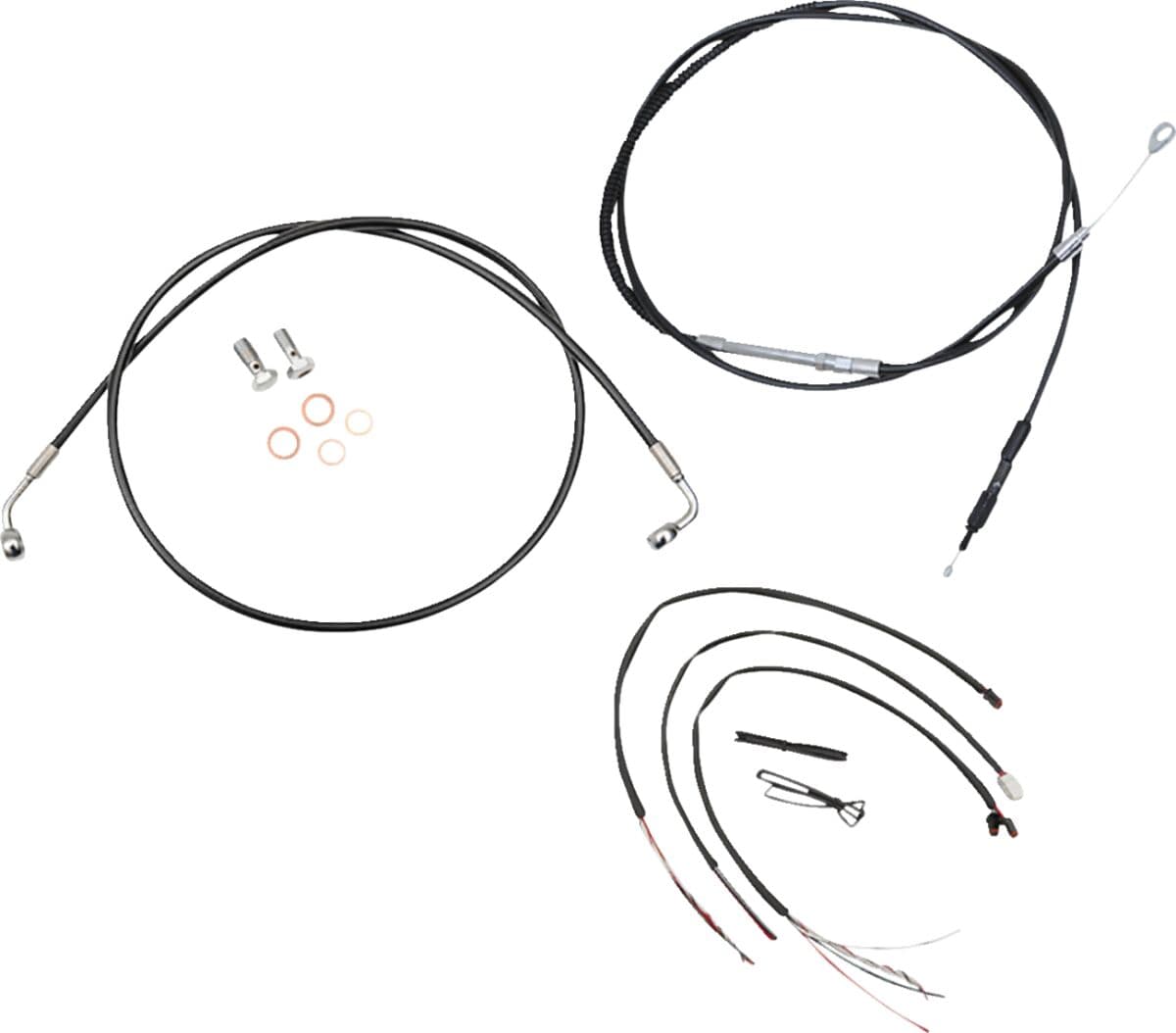 Complete Black Vinyl Braided Handlebar Cable/Brake Line Kit
