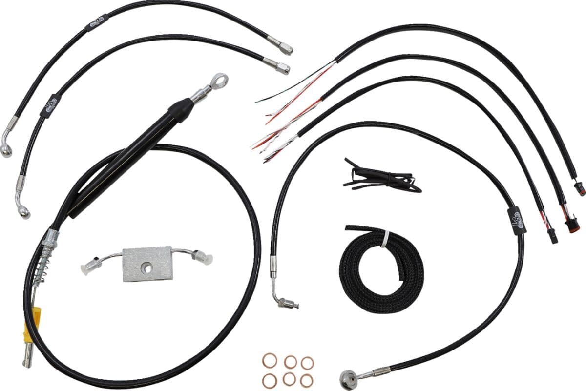 Complete Black Vinyl Braided Handlebar Cable/Brake Line Kit