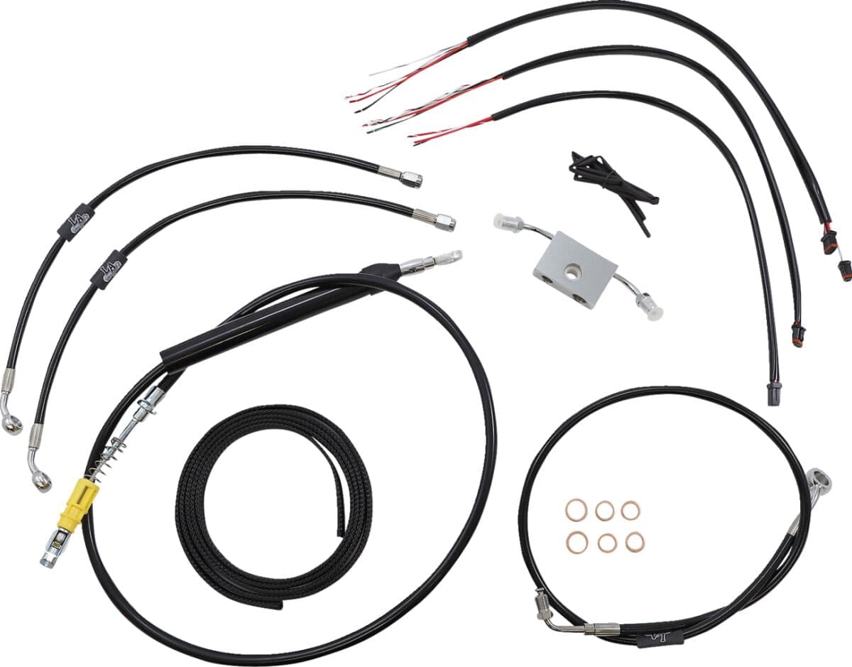 Complete Black Vinyl Braided Handlebar Cable/Brake Line Kit