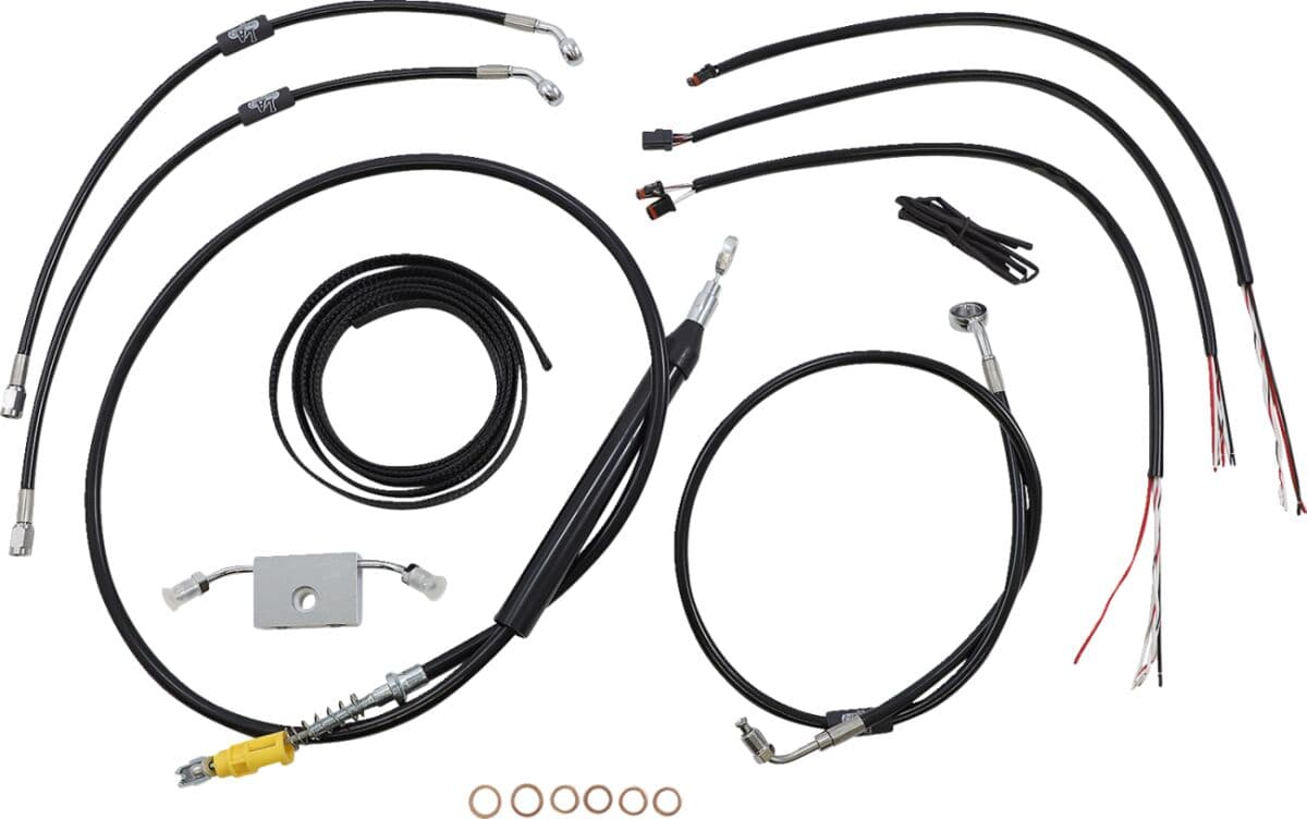 Complete Black Vinyl Braided Handlebar Cable/Brake Line Kit